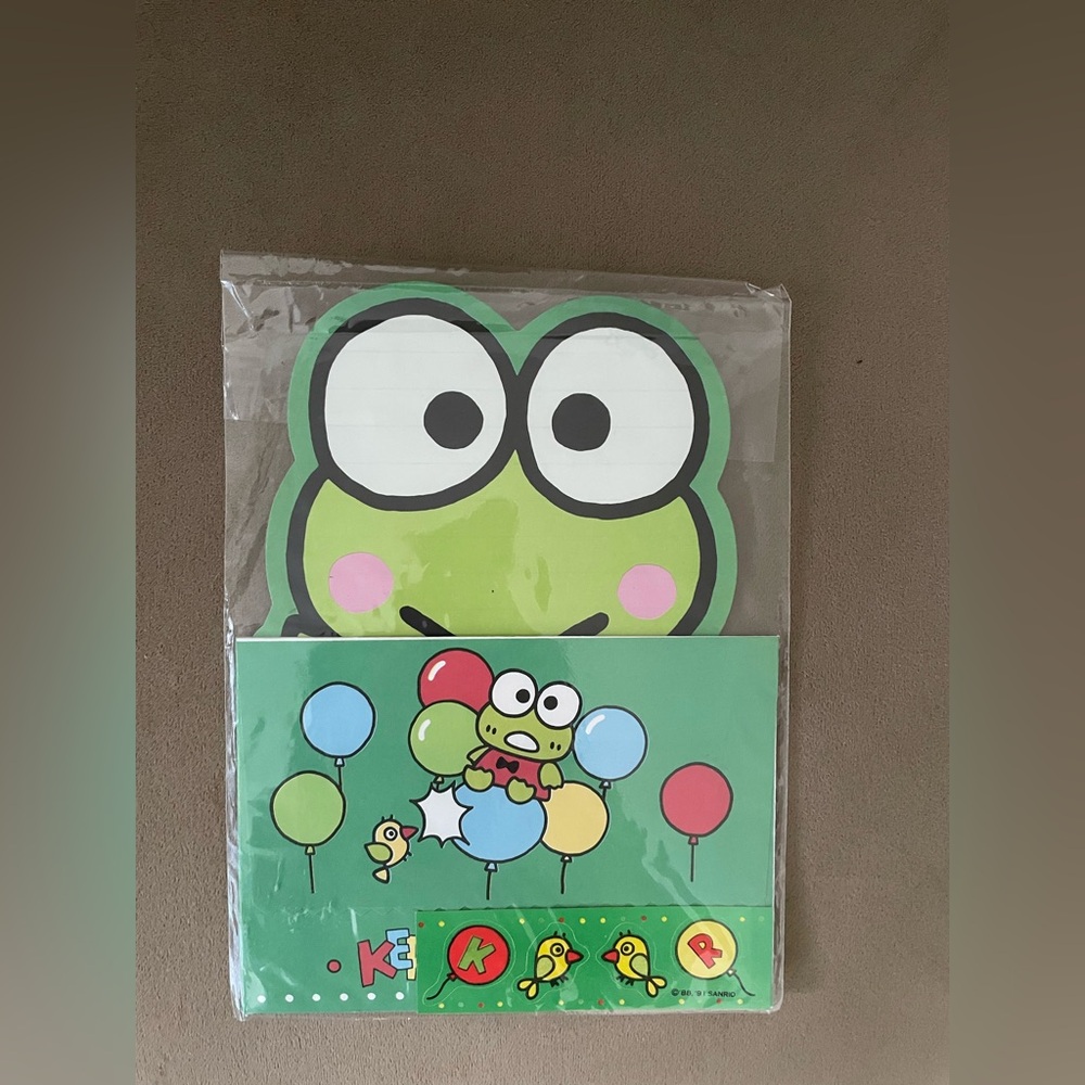 Vintage Sanrio Keroppi Stationery Set.
